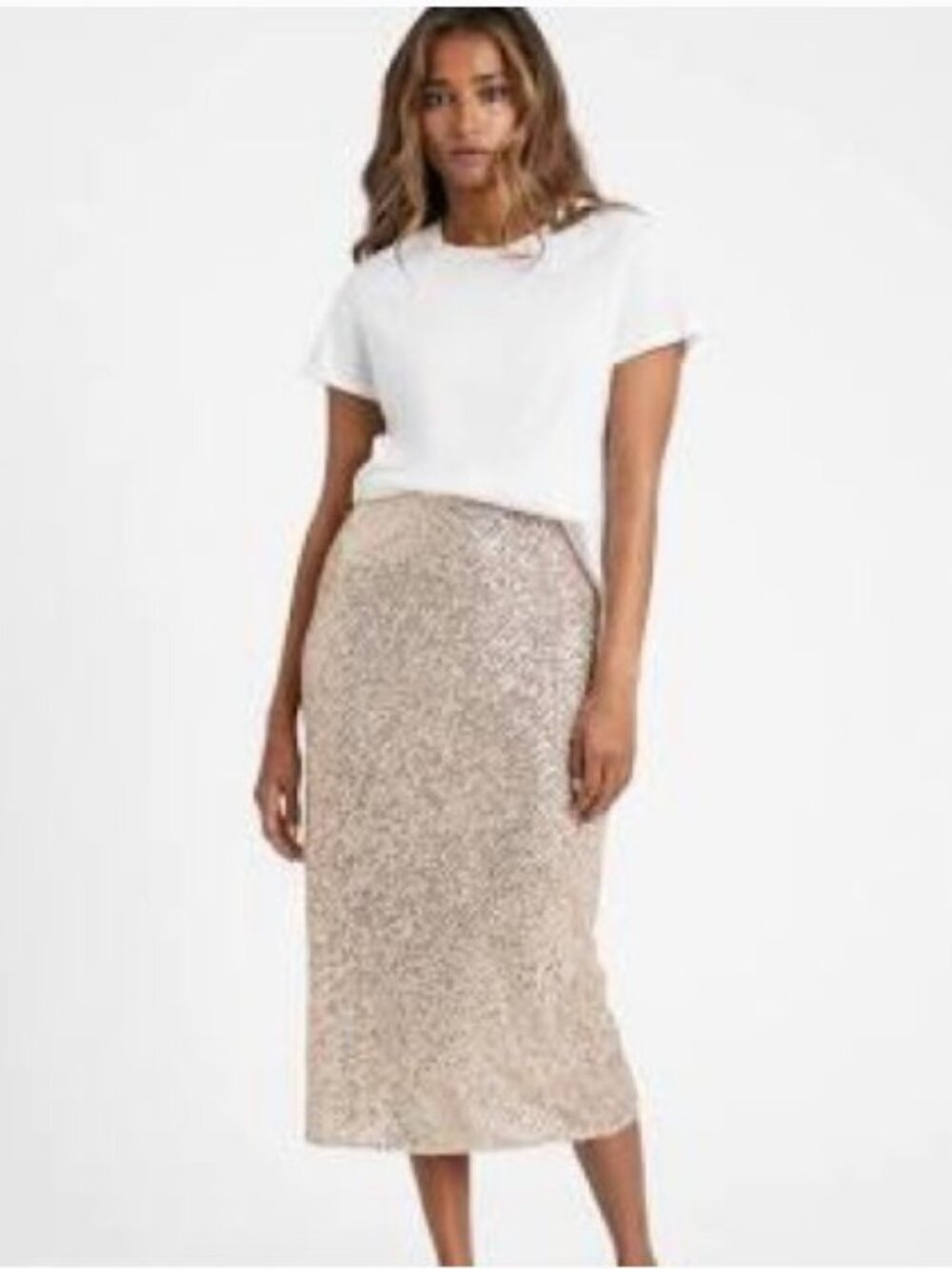 Banana Republic Beige Printed Midi Skirt